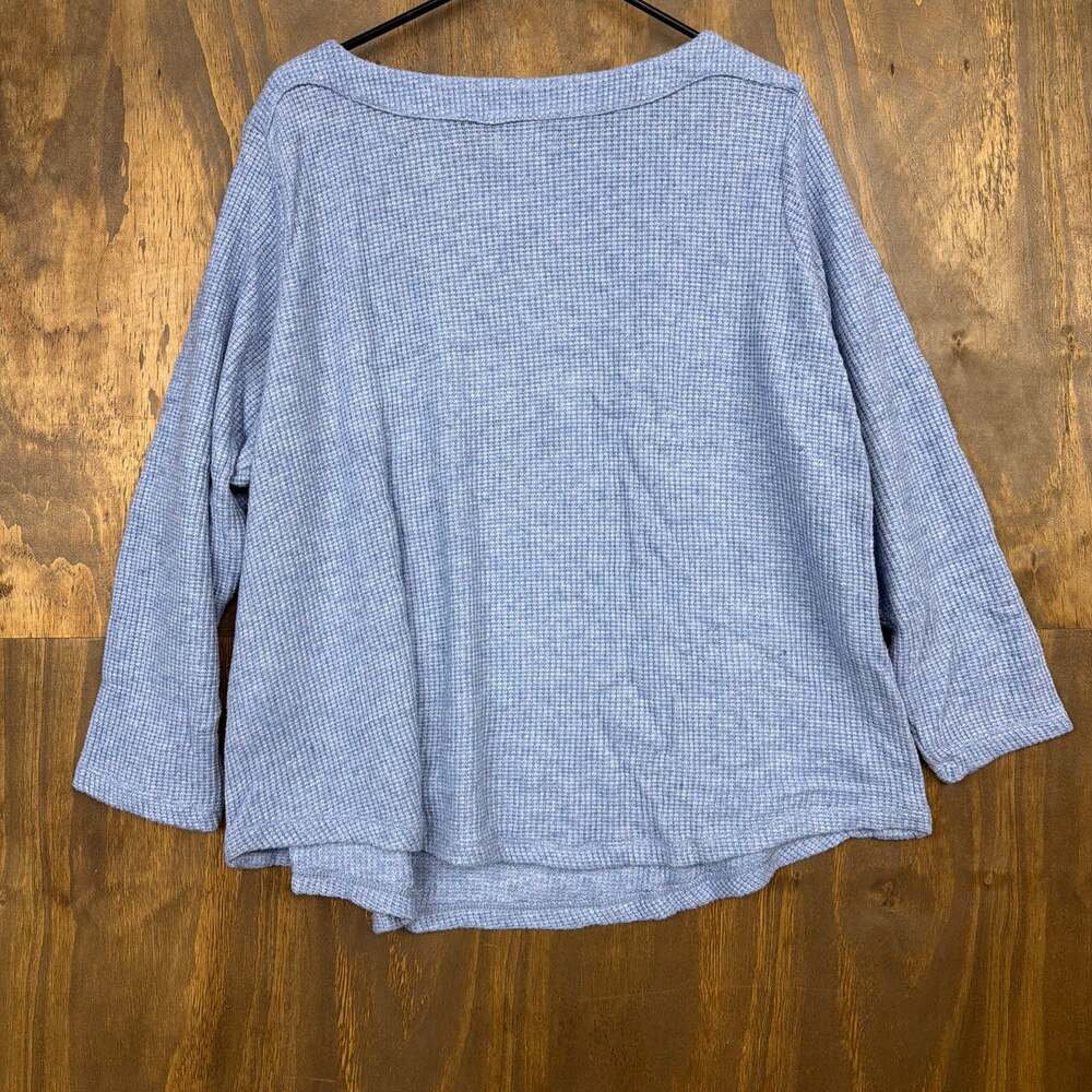 Croft & Barrow Womens Sweater Blue Boat Neck Soft Waffle Knit Button Hem 1X - Picture 10 of 11
